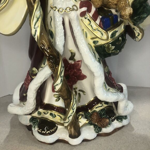 Vintage Signature Home Collection Poinsettia Santa Centerpiece Large Figurine - Picture 4 of 16